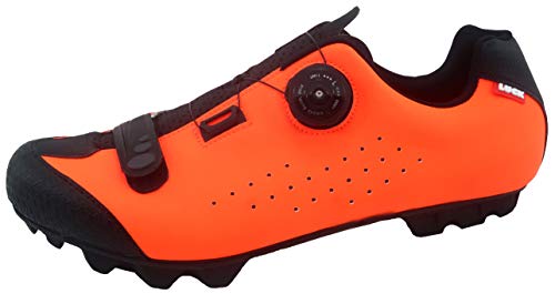 LUCK Zapatillas de Ciclismo MTB ÍCARO con Suela de Carbono y Sistema rotativo de precisión acompañada de un Velcro. (39 EU, Naranja)