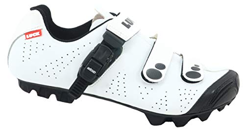 LUCK Zapatillas de Ciclismo MTB ODÍN con Suela de Carbono y Cierre milimétrico de precisión. (37 EU, Blanco)