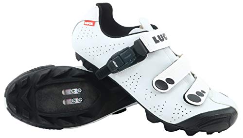LUCK Zapatillas de Ciclismo MTB ODÍN con Suela de Carbono y Cierre milimétrico de precisión. (37 EU, Blanco)