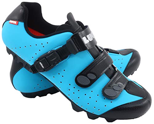 LUCK Zapatillas de Ciclismo MTB ODÍN con Suela de Carbono y Cierre milimétrico de precisión. (44 EU, Azul)