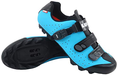 LUCK Zapatillas de Ciclismo MTB ODÍN con Suela de Carbono y Cierre milimétrico de precisión. (44 EU, Azul)