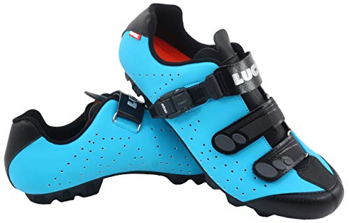 LUCK Zapatillas de Ciclismo MTB ODÍN con Suela de Carbono y Cierre milimétrico de precisión. (44 EU, Azul)