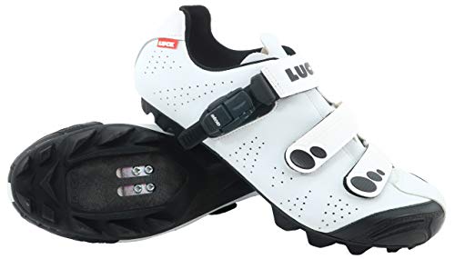 LUCK Zapatillas de Ciclismo MTB ODÍN con Suela de Carbono y Cierre milimétrico de precisión. (45 EU, Blanco)