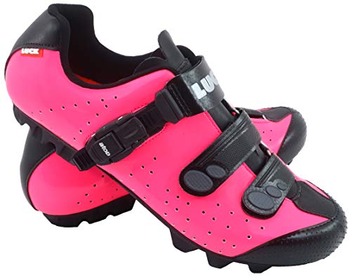 LUCK Zapatillas de Ciclismo MTB ODÍN con Suela de Carbono y Cierre milimétrico de precisión. (45 EU, Fucsia)