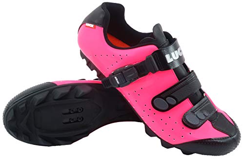 LUCK Zapatillas de Ciclismo MTB ODÍN con Suela de Carbono y Cierre milimétrico de precisión. (45 EU, Fucsia)