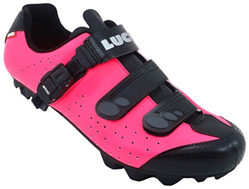 LUCK Zapatillas de Ciclismo MTB ODÍN con Suela de Carbono y Cierre milimétrico de precisión. (45 EU, Fucsia)