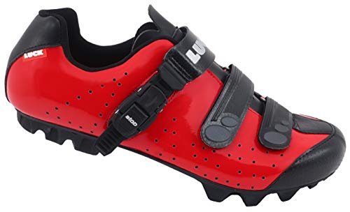 LUCK Zapatillas de Ciclismo MTB ODÍN con Suela de Carbono y Cierre milimétrico de precisión. (46 EU, Rojo)