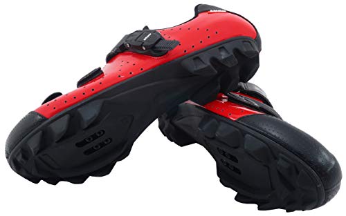 LUCK Zapatillas de Ciclismo MTB ODÍN con Suela de Carbono y Cierre milimétrico de precisión. (46 EU, Rojo)