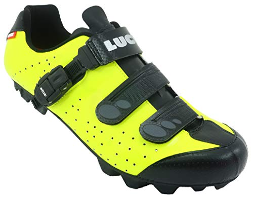 LUCK Zapatillas de Ciclismo MTB ODÍN con Suela de Carbono y Cierre milimétrico de precisión. (48 EU, Amarillo)