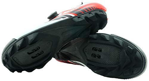 LUCK Zapatillas de Ciclismo Pro 0.17 MTB, con Suela de Carbono de 4mm y Cierre rotativo de Alta precisión para una sujeción (38 EU, Rojo)