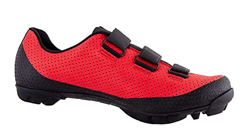 LUCK Zapatillas MTB Cronos | Zapatillas de Ciclismo para Hombre y Mujer | Zapatos Bicicleta Montaña | Suela de Carbono | Cierre Milimétrico (40, Rojo)