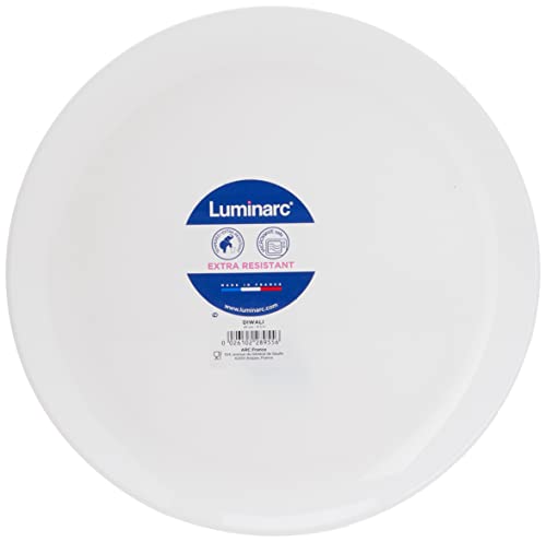 Luminarc Diwali Set 6 Platos Llanos de Vidrio Opal Extra Resistente 25cm, Blanco