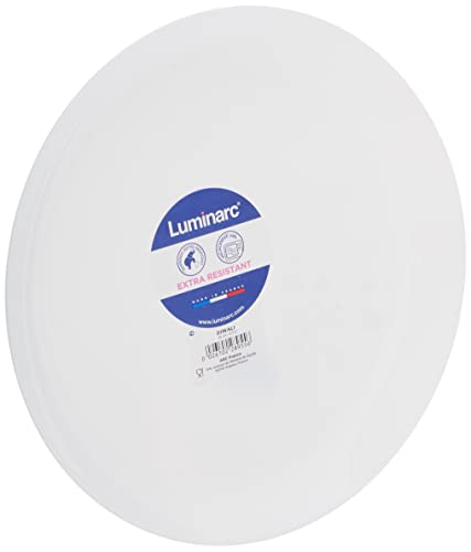 Luminarc Diwali Set 6 Platos Llanos de Vidrio Opal Extra Resistente 25cm, Blanco