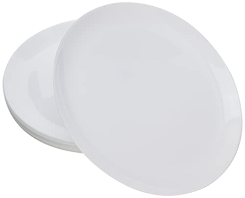 Luminarc Diwali Set 6 Platos Llanos de Vidrio Opal Extra Resistente 25cm, Blanco