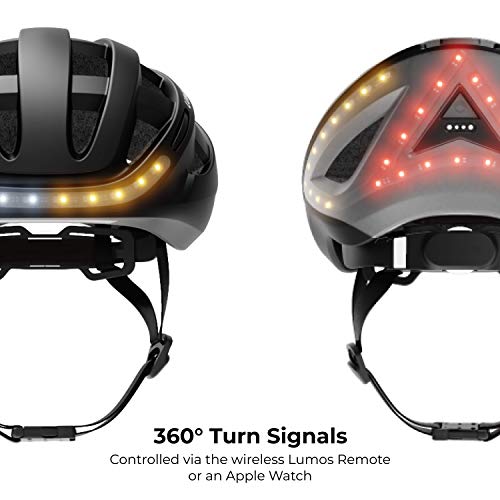 Lumos Kickstart Casco Inteligente | Accesorios para Bicicleta | Luces LED Delanteras y traseras | Señales de Giro | Luces de Freno | Conexión Bluetooth | Adulto: Unisex (Negro)