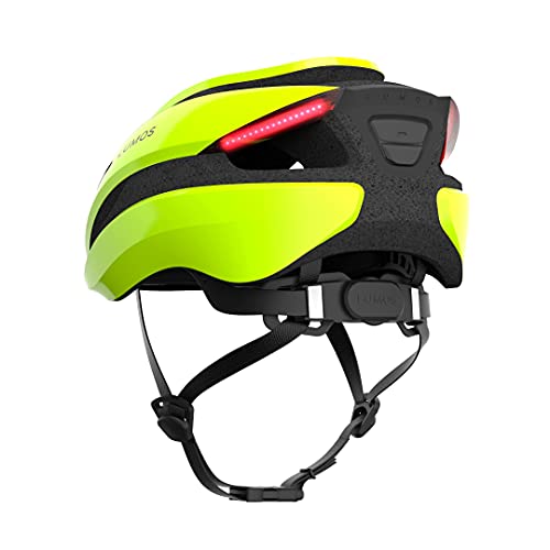 Lumos Ultra Casco Inteligene | Casco de Bicicleta | Luces LED Delanteras y traseras | Intermitentes | Luces de Freno | Conexión Bluetooth | Adulto: Hombre, Mujer (Electric Lime, Talla: M-L)