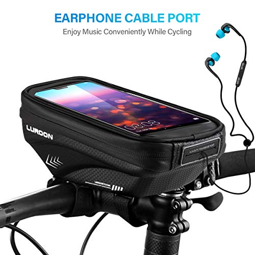 LUROON Bolsa Bicicleta Manillar, Bolso de Bici Impermeable con Ventana para Pantalla Táctil para Telefono Móvil, Bolsa para Cuadro Bicicleta para Teléfono Movil Dentro de 6,5 Pulgadas