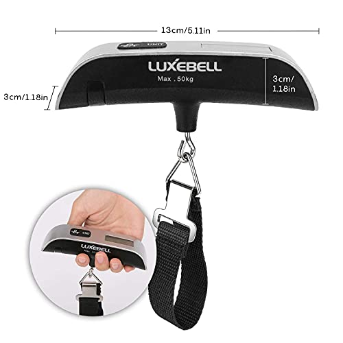 Luxebell Básculas para Equipaje Báscula Digital 50kg Balanza de Retroiluminación de LCD de Sensor de Temperatura con la Batería para Equipaje Viaje