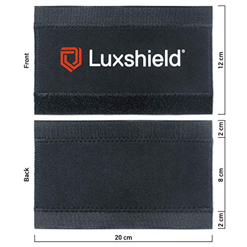 Luxshield Protectores de Cadenas, Set de 2 de Neopreno, Protector Cadena Bicicleta, Protector Cuadro MTB, Protector bicileta, 20 cm x 12 cm, Negro