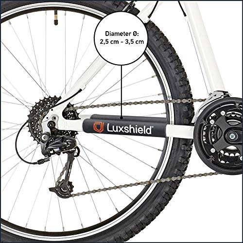 Luxshield Protectores de Cadenas, Set de 2 de Neopreno, Protector Cadena Bicicleta, Protector Cuadro MTB, Protector bicileta, 20 cm x 12 cm, Negro