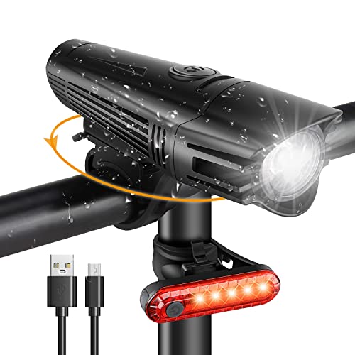 Luz Bicicleta LED 8 Modos de Iluminación Luces de Bicicleta Delantera y Trasera Recargable USB Linterna Batería de 2000mAh Impermeable Protección para Ciclismo, Carretera y Montaña