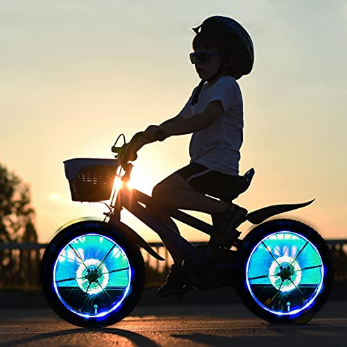 Luz de rueda de bicicleta para niños, 18 tipos de luz de radios con sensor inteligente LED de color, luz de radios delantera y trasera recargable LED para bicicleta, luces de rueda de carga de bicicle