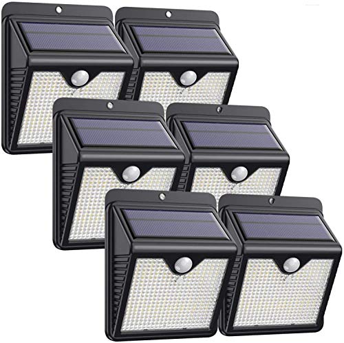 Luz Solar Exterior, [2020 Más Nuevo Modelo 6-Paquete 150 LED - 1000 Lumens] iPosible 180 °Iluminación Foco Solar con Sensor de Movimiento Impermeable Lámpara Solar para Jardín Camino