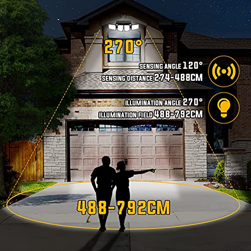 Luz Solar Exterior con 180 LED, Foco Solar LED Exterior Sensor de Movimiento 1800 Lúmenes, 2200mAh Luz Solar Jardin Potente con Impermeable IP65 y 3 Modos, para Iluminacion en Jardin, Garaje