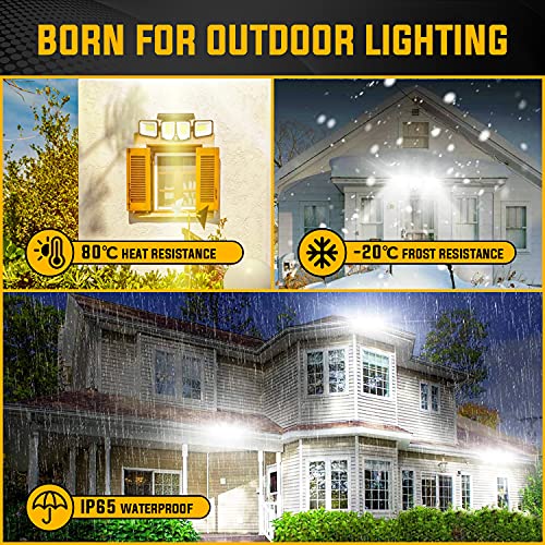 Luz Solar Exterior con 180 LED, Foco Solar LED Exterior Sensor de Movimiento 1800 Lúmenes, 2200mAh Luz Solar Jardin Potente con Impermeable IP65 y 3 Modos, para Iluminacion en Jardin, Garaje