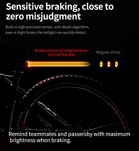 Luz Trasera para Bicicleta,Luces Bicicleta,Luz Trasera de Bicicleta Recargable USB,Luz de Freno de Bicicleta Inteligente con Sensor de Freno, 7 Modos de Luz,IPX6 a Prueba de Agua
