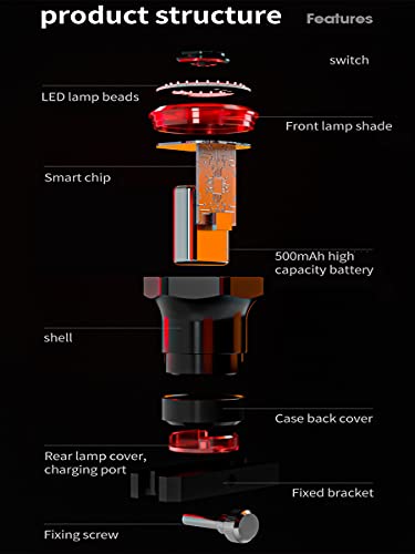 Luz Trasera para Bicicleta,Luces Bicicleta,Luz Trasera de Bicicleta Recargable USB,Luz de Freno de Bicicleta Inteligente con Sensor de Freno, 7 Modos de Luz,IPX6 a Prueba de Agua