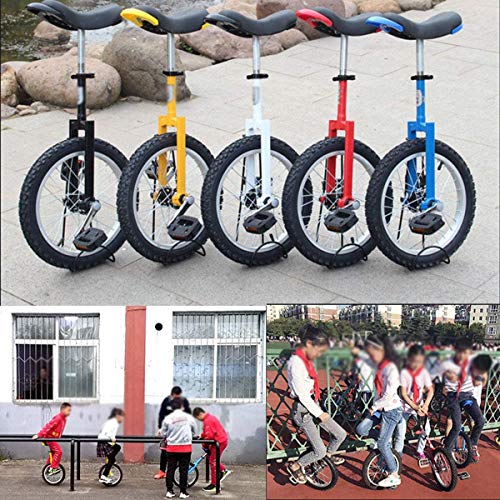 L&WB Unicycle Children Unicycle Altura Ajustable Unicycle Bicycle 16 Pulgadas 18 Pulgadas 20 Pulgadas con Soporte De Bicicleta Y Herramientas De Montaje Es La Carga Máxima De 150 Kg,Blanco,16 Inches