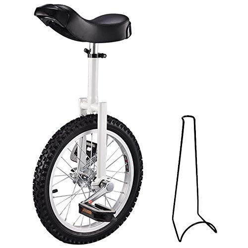 L&WB Unicycle Children Unicycle Altura Ajustable Unicycle Bicycle 16 Pulgadas 18 Pulgadas 20 Pulgadas con Soporte De Bicicleta Y Herramientas De Montaje Es La Carga Máxima De 150 Kg,Blanco,16 Inches