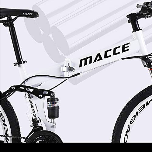 LXZH Bicicleta de Montana Plegable, 26 Pulgadas 27 Velocidad Bici para Hombre Mujer, Marco de Acero de Alto Carbono, Freno de Disco Mecánico,Blanco