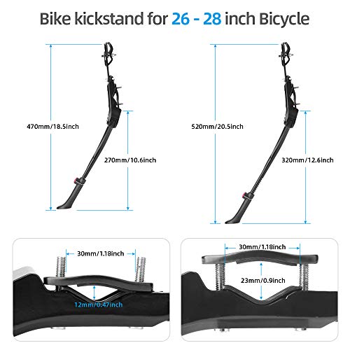 LYCAON Pata de Cabra para Bicicleta, Soporte de Bicicleta Ajustable de Aleación de Aluminio, con pie de Goma Antideslizante, para Bicicleta de Montaña/Bicicleta de Carretera de 26"-28"