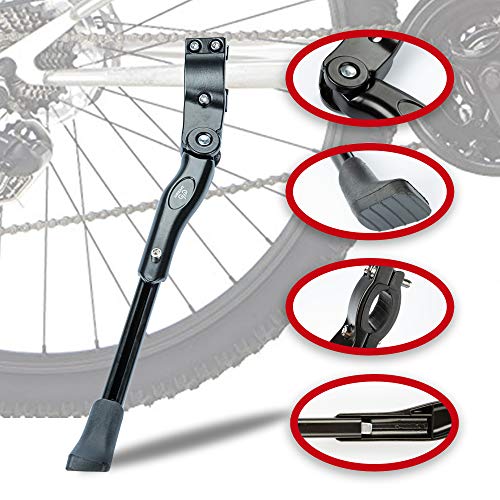 LYCAON Patas de Cabra para Bicicleta, Aleación Ajustable Caballete Bici Pata de Cabra de Montaña Bicicleta de Carretera, Bicicleta Plegable 22" - 28", con Pie de Goma Antideslizante