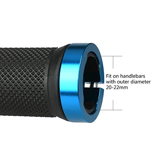 LYCAON Puños para Bicicletas de Montaña Bicicleta Manillar Apretones Doble Cierre Mango para Bicicleta Triciclo Silla de Ruedas MTB BMX (Azul, Expandable End Caps)