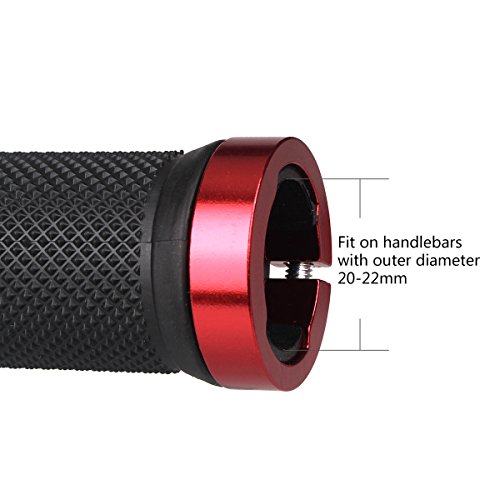 LYCAON Puños para Bicicletas de Montaña Bicicleta Manillar Apretones Doble Cierre Mango para Bicicleta Triciclo Silla de Ruedas MTB BMX (Rojo, Expandable End Caps)