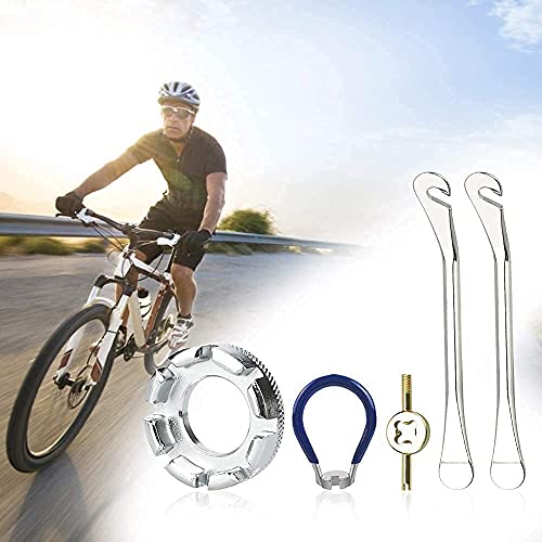 LYTIVAGEN 5 PCS Llave de Radio de Bicicleta Llave de Rueda de Bicicleta con Palanca de Neumático, Extractor de Válvula para Reparar Radios de Bicicleta 10-15G