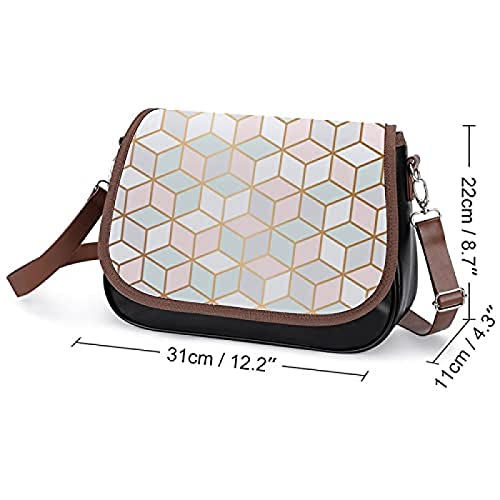 LZHT Bolso Bandolera para Mujer, Cubo geométrico, Impermeable, de Cuero, Bandolera, Bandolera, para Mujer