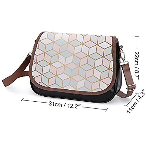 LZHT Bolso Bandolera para Mujer, Cubo geométrico, Impermeable, de Cuero, Bandolera, Bandolera, para Mujer