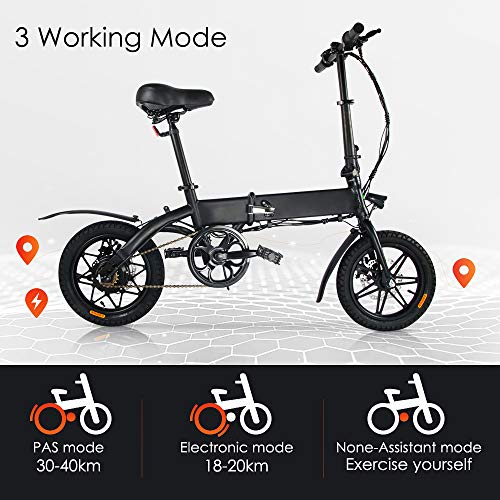 M MEGAWHEELS Bicicleta electrica Plegable, Bicicleta electrica e-Bike hasta 25 km/h, Bici Electricas Adulto con Ruedas de 14", Batería 36V 7.5Ah, Asiento Ajustable, con Pedales.