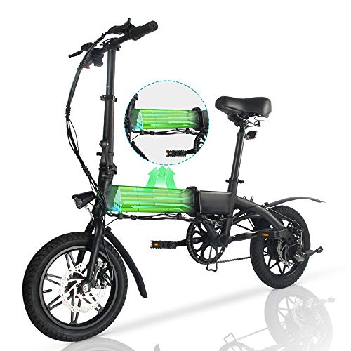 M MEGAWHEELS Bicicleta electrica Plegable, Bicicleta electrica e-Bike hasta 25 km/h, Bici Electricas Adulto con Ruedas de 14", Batería 36V 7.5Ah, Asiento Ajustable, con Pedales.