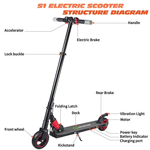 M MEGAWHEELS Patinete electrico niños y Adolescentes, Ajustable la Altura, 5000 mAh, 23km/h. (Red)