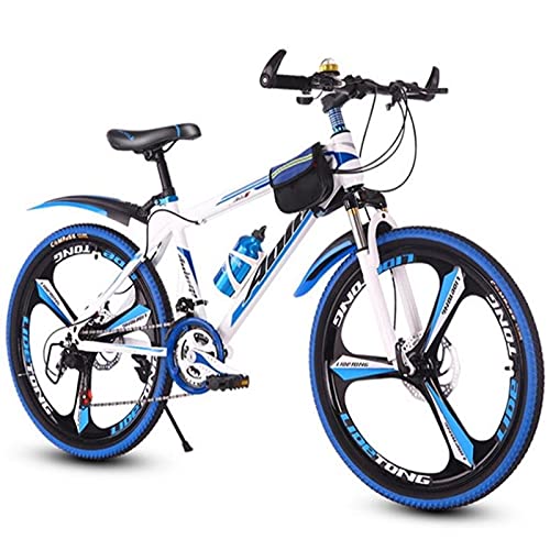 M-YN 26in Bicicleta De Montaña 21/24 Velocidad MTB Bicicleta con Freno De Doble Disco Suspensión Tenedor Urbano Ciudad De La Ciudad Bicicleta(Size:24 Speed,Color:Blanco + Azul)