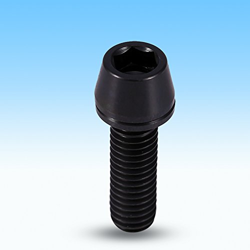 M5x16 18mm Perno de cabeza cónica, Titanio Tornillos De Cabeza De Botón Con Brida Para Piezas De Vástago De Bicicleta (negro)