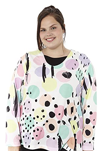 mabel intima Pijama Manga Larga y pantalón Largo, Estampado Redondas Colores Talla 5095%poliéster-5%eslastán