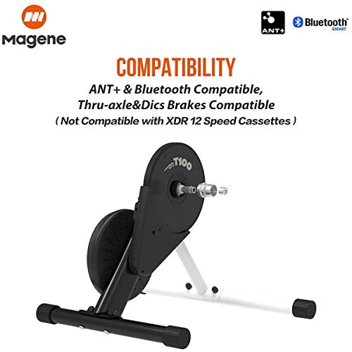 Magene T100 Soporte para Entrenador de Bicicleta Interior Semi-Inteligente, Entrenador Turbo con Función de Alimentación para Ciclismo, Compatible con Ant+/Bluetooth