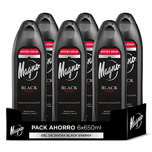 Magno - Gel de Ducha Black Energy - 6uds de 650ml (3.900ml) - Fragancia energizante de toques cítricos