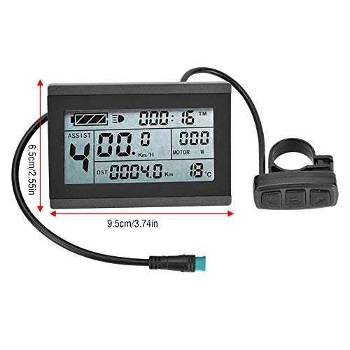 MAGT Medidor de Pantalla para Bicicleta KT-LCD3 Medidor de Pantalla LCD eléctrico de plástico con Conector Impermeable para modificación de Bicicleta